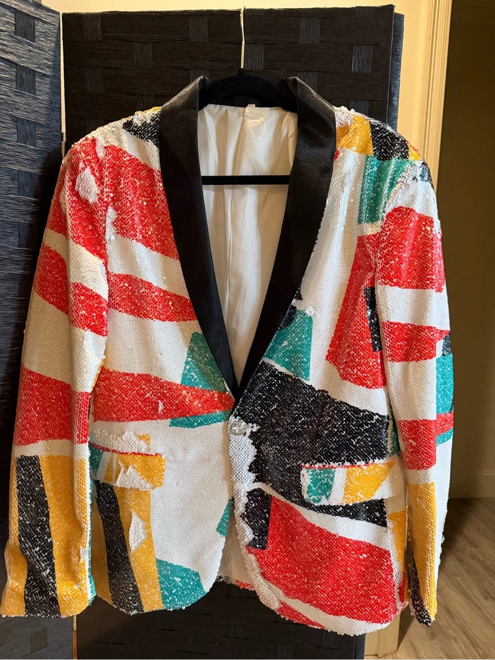 Sequin Colorblock Blazer Jacket - Multicolor